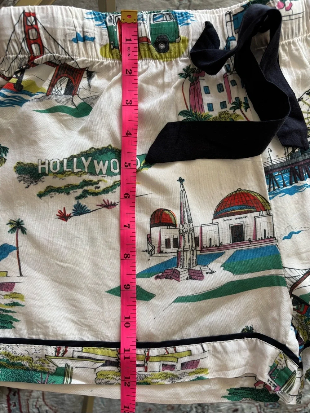 Katie Kime California Toile Pajama Short Set S Cotton Hollywood Golden Gate Surf - Picture 7 of 11